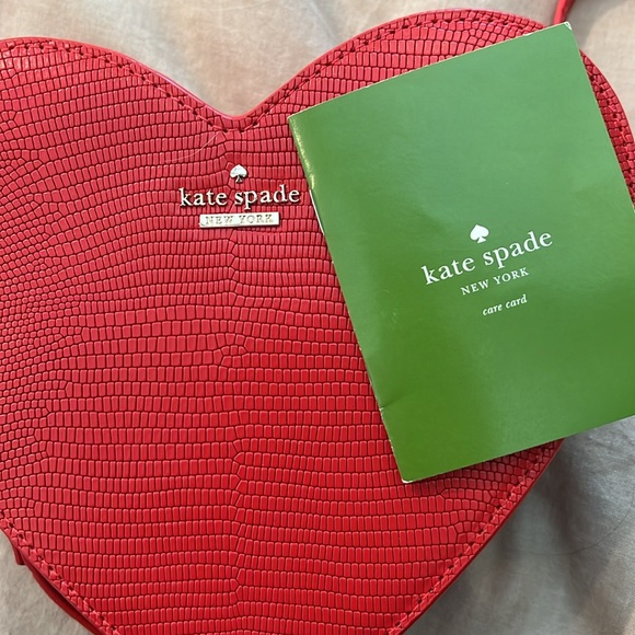 Kate Spade Red Secret Admirer Heart Lizard Embossed Leather Crossbody Bag - Picture 11 of 11